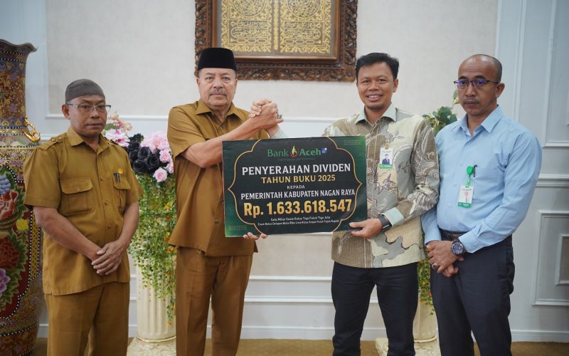 Pemkab Nagan Raya Terima Dividen Rp1,63 Miliar dan Dana Zakat Rp400 Juta dari Bank Aceh Syariah